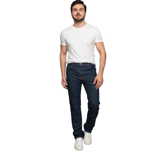 Calça Jeans Masculina Reta Clássica Básica Tecido Premium Tendência Casual Tamanho:44;Cor:Azul;Gêner