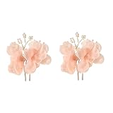 Ipetboom 2St Kopfbedeckungen für die Braut Perle Haarnadel Abschlussball Korsage Edelsteine Reize hochzeitshaar schmuck brauthaarschmuk Haarnadelstock Haarstock Haarnadel- Stoff Rosa