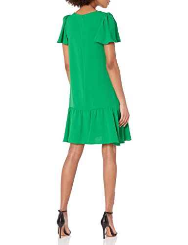 Image of DKNY Women's Flowy Short Sleeve Ruffle Hem Dress