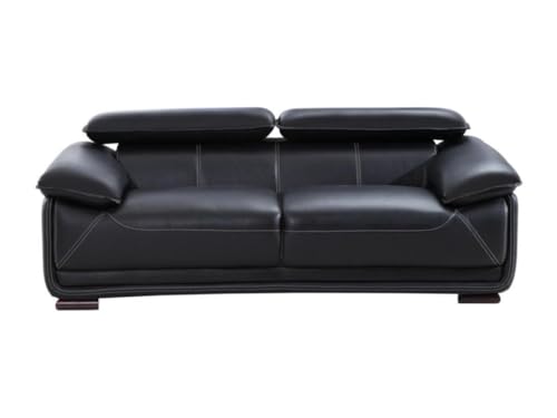 Vente-unique-Couchgarnitur Leder 3+2 - Schwarz - MACELO – Bild 4