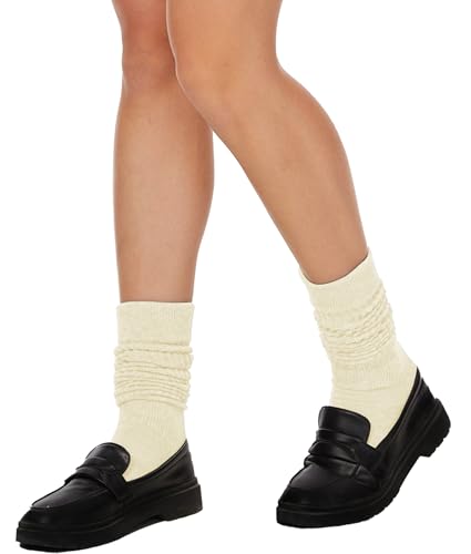 Image of AugRing Womens Slouch Scrunch Socks Retro Knee High Soft Stack Chunky Cozy Boot Socks For Women Size 6-11