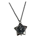 NTIYOU Collar con colgante de reloj de estrella for mujer Y2K, collar de reloj de plata grueso, accesorio de joyería de longitud flexible(Noir)