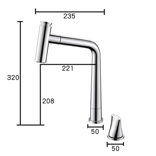 Robinet de cuisine chromé avec douchette extractible 2 jets - 5