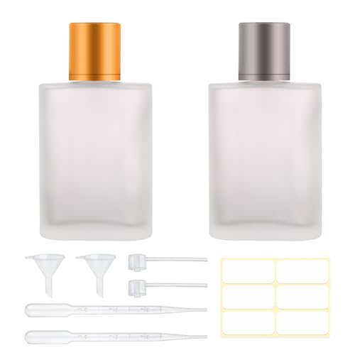 2pcs 50ml Frosted Glass Spray Bottle for Perfume,Refillable Travel Perfume Atomizer Bottles,Portable Cologne Bottles Empty,Cosmetics Essential Oils Dispenser.(50ml)