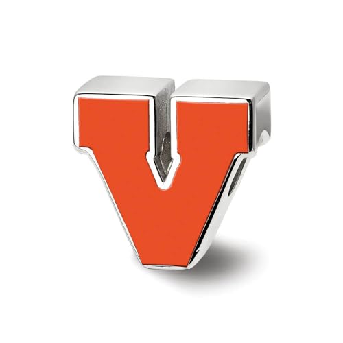 LogoArt Sterling Silver University of Virginia Block V Enamel Bead Charm