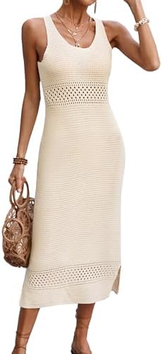 BreathSunny Womens Crochet Swimsuit Beach Cover Up 2026 U Neck Sl...