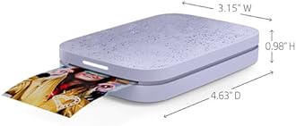 HP Sprocket Portable 2X3" Instant Wireless Photo Color LED Printers (Lilac) Print Pictures On Zink Sticky-Backed Paper From You, Gray