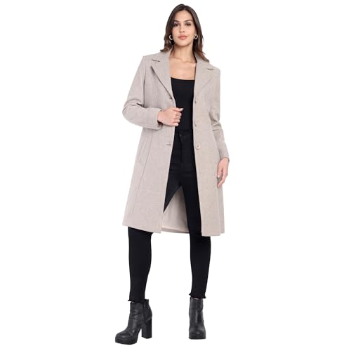 Image of HAUTEMODA Women's Winter Coat Trench Long Sleeves Over Coat With Pocket single Breasted