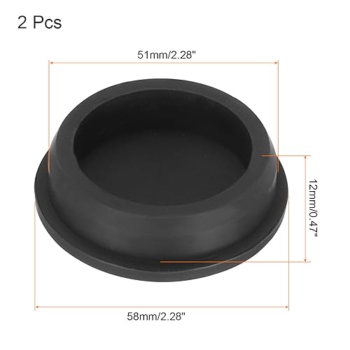 Image of uxcell High Temp Silicone Plug Mount Dia 51mm /2 inch T Shaped Rubber Stopper Hole Plugs for Powder Coating Plating Waterproof Plugs Sealing Plugs Black Pack of 2(OD 58mm)