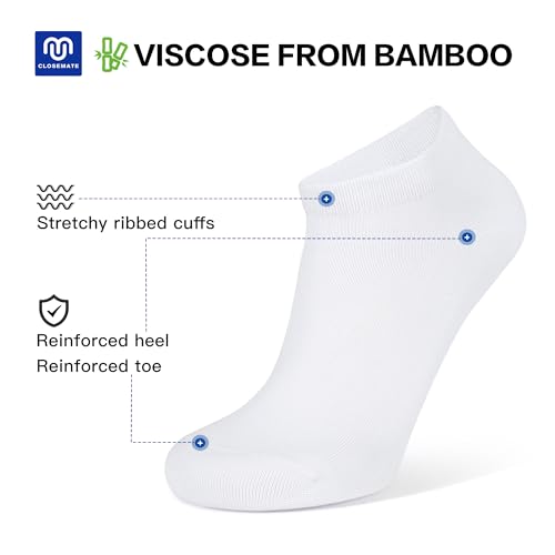 CLOSEMATE 6 Pairs Bamboo Viscose Thin Ankle Low Cut Breathable Non Slip Casual Short Socks for Men Women2