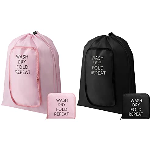 2 Pcs Travel Laundry Bag Washable Dirty Clothes Bag