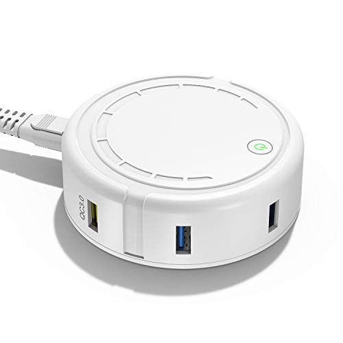 Bototek 6-Port USB Charger Desktop Charging Station Dock & Organizer with USB C Port and QC 3.0 Charger Port, Charging Stand Included, for Smart Phones & Tablets White