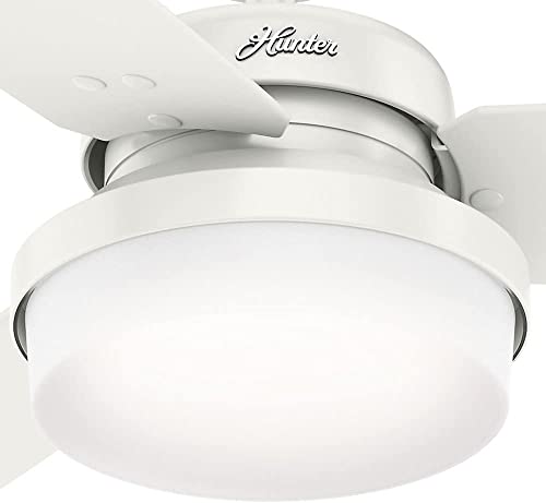 Hunter Sentinel Indoor Ceiling Fan With Led Light And Remote Control, 52", White #TOP7