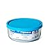 Bormioli - Fiambrera de cristal redonda, con tapa de plástico de 23 cm de diámetro y 9 cm de alto, con tapa azul. Recipiente para conservar alimentos con capacidad de 3,1 litros