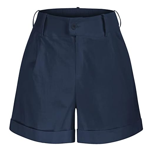 Belle Poque Women 70s High Waist Summer Navy Blue Sailor Short Pants S