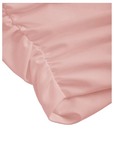 Image of Floerns Girl's Basic Sleeveless Bandeau Kids Strapless Ruched Tube Tops Pink 10Y