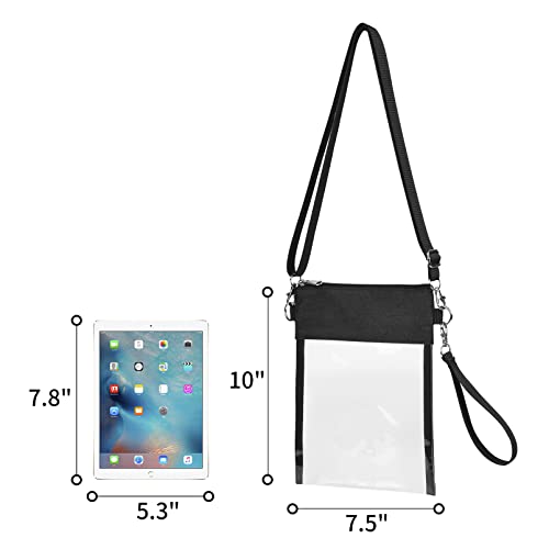 USPECLARE Clear Crossbody Purse Bag Stadium Approved Clear Tote Bag with Adjustable Shoulder Strap (Clear black) - Thumbnail 7