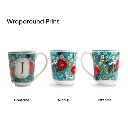 Image of Shay Alphabet Mug 300ml, Letter J Printed Coffee Mug for Girls, Boys, Friends | Ceramic Mug |Glossy Finish | Ceramic Coffee Cup | Porcelain | Microwave Safe (Alphabet Mug - J)