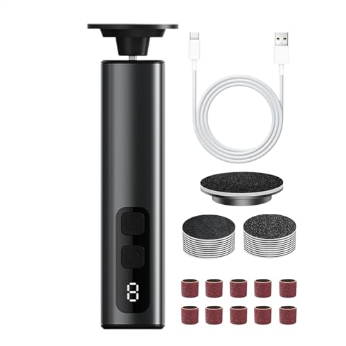 電動フットファイル、フットグラインダー - 2-in-1エレクトリックカルスリムーバー - 360度のローテーション、男性向けのサンドペーパーディスクと粉砕頭を備えた9速