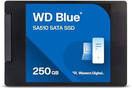 Western Digital WD Blue SA510 SATA 250GB, Up to 555MB/s, 2.5 Inch/7 mm, 5Y Warranty, Internal Solid State Drive (SSD) (WDS250G3B0A)