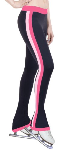 NY2 SPORTSWEAR Figure Skating Practice Pants with Side Stripe Bubble Gum/Two Tones (Adult Extra Small)