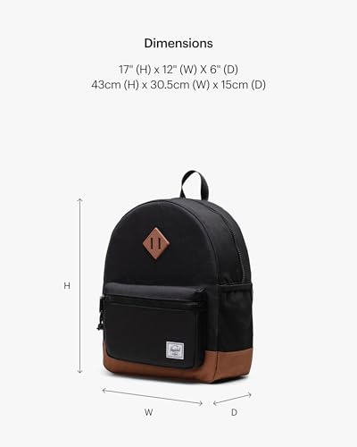 Image of Herschel Supply Co. Youth Heritage Backpack, Black /Saddle Brown, 26 L