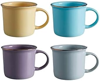 Juego de 4 tazas Corona de colores Cerámica Cerámica Multicolor (juego de 4, Macaron B)