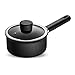 Cazos para leche Cacerola, Cacerola de acero inoxidable Suplemento de alimentos for bebés Olla con tapa, Cacerola de leche con mango a prueba de calor Utensilios prácticos de cocina-Negro para café, M