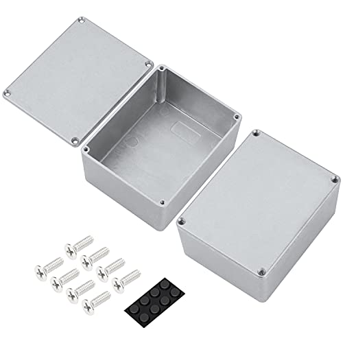 DaierTek 2pcs 1590C Guitar Effect Pedal Enclosure Diecast Metal Aluminum Stomp Box 4.70  X 3.70  X 2.20  Inches 120mm X 94mm X 56mm Housing Size with Rubber Feet