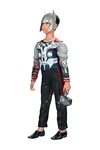 Image of BookMyCostume Polyester Thunder God Superhero Kids Fancy Dress Costume|Muscle Look|Imported 5-6 Years,Multicolor