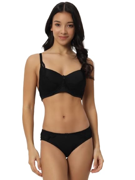 Image of Full Coverage Comfortable Wireless Padded Bra and Hot Panty Set for Women's and Girls