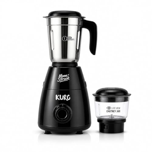 Image of Moonstruck Kuro Up to 700W Mixer Grinder | HeatShield Motor | LiveView Chutney Jar | Perfect for Bachelors, Couples & Small Kitchens | SpiceCrush Technology | 2 Year Warranty (Black)