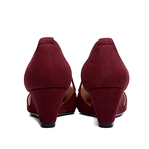 SKYSTERRY Womens Wedding Suede Slip On Pointed Toe Dress Wedge Low Heel Pumps Shoes 2 Inch4