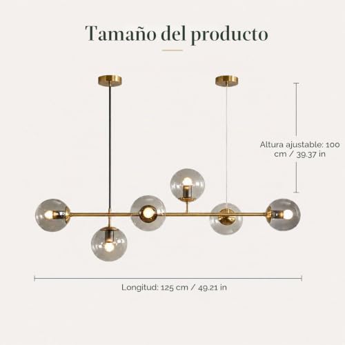Lámpara colgante de luz variable LED E27 de seis luces ajustables 8