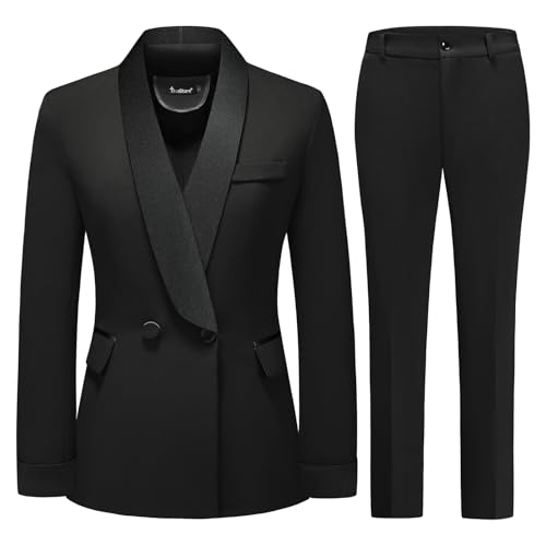 Women's Pants Suit 2 Piece Set Smil Fit Jacket Shawl Sollar Blazer Dress for Women