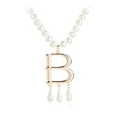 GAUEIOUR Anne Boleyn Ugly Betty Letter Pearl Necklace，A Niche Design With A Light And Luxurious French Fashion Necklace，Elegant And Minimalist Vintage Silver Necklace