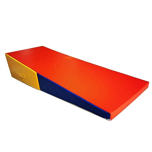 Rygcrud Gymnastics Wedge Mat, Foldable Incline Skill Shape Tumbling Mat - Waterproof Pu, Cheerleading and Home Training, with Carry Handle (Color : Red, Size : 150x75x35cm)