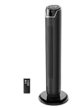 Midea FZ10-17JR Ventilatore a Torre Silenzioso con Telecomando, Ventilatore da Terra Portatile 45W, 90° Oscillazione, Display LED, 3 Velocità e 3 Modalità, Timer 7H, per Casa e Ufficio, 36", Nero