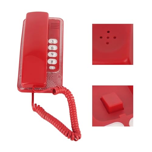 MAJONMMERD Teléfono Fijo de Pared KXT-438, Teléfono Inalámbrico ABS Portátil con Reintento, Flash Rápido, Tono, Pulso, Pausa y Timbre, para Hogar, Hotel, Escuela, Oficina (Rojo)