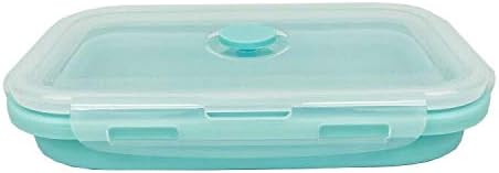 Miniatura 5 de CCyanzi Juego de 4 recipientes plegables para almacenamiento de alimentos, cuencos plegables de silicona con tapas herméticas, aptos para