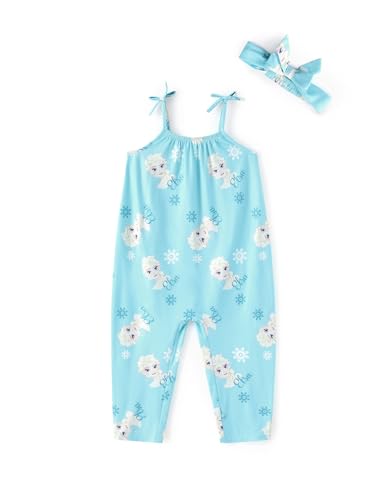 Image of Disney Frozen Elsa Princess Minnie Stitch Marie Girls Romper with Bow Tie Strap and Headband Cute Jumpsuit for Baby & Toddler