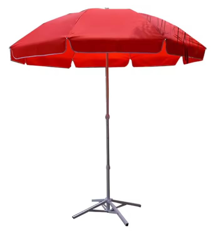 RAINPOPSON Outdoor Garden Umbrella With Stand Big Size Patio Garden Umbrella (Red) 7Ft