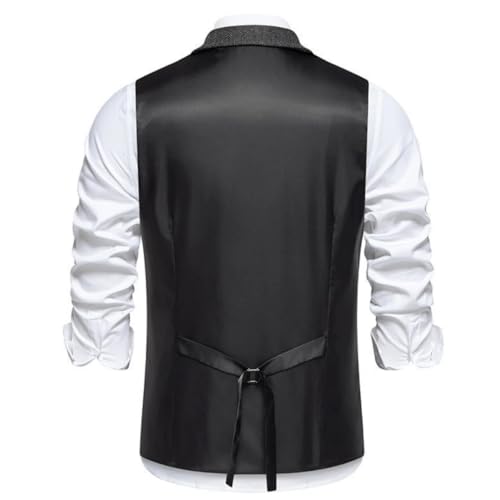 Men Herringbone Double Button With Lapel Waistcoat For Wedding Business Office Work Suit Vest4