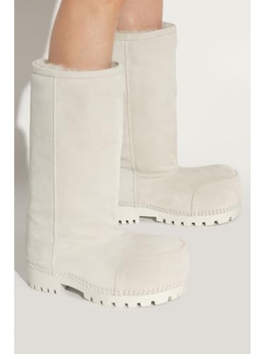 Women's Platform Snow Boots Suede Fur Hippy Mid Calf Winter Boots Classic Slip On Comfortable High Boots Chunky Trending Shoes4