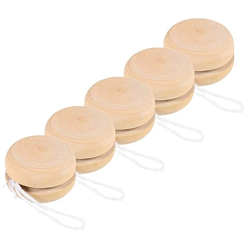 Homoyoyo DIY Balls 5 Pack Wooden Toys Unpainted Yoyos Cognitive Toys Wooden Graffiti Decorations