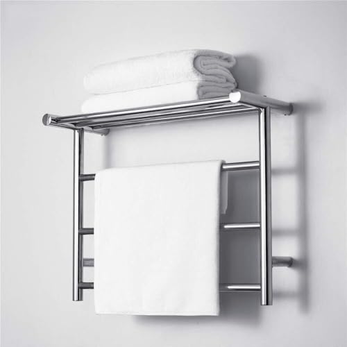 ININOSNP Toallero de Acero Inoxidable Engrosado Calentador de Toallas eléctrico, toallero de Pared de Acero Inoxidable de 3 Piezas, Calentador de Toallas eléctrico con Estante, Estante de Secado.