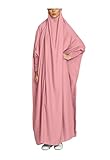 Muslim Dress for Women One Piece Jilbab Prayer Clothes For Women Muslim, Hijab A baya Dress Khimar Islam Dubai Outfits (Pink)