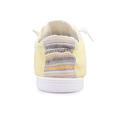 Women's Slip On Canvas Sneaker Low Top Casual Walking Shoes Classic Comfort Flat Fashion Sneakers (Yellow 08) #TOP4
