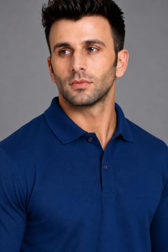 Image of INKKR Full Sleeve Men's Solid Polo Neck T-Shirt Combo