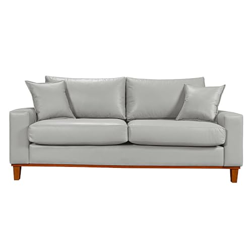 Sofá 3 Lugares em Camurça com Estrutura de Eucalipto - Assento Retrátil em Espuma D26, 400kg de Capacidade e 15 Cores Disponíveis (Laranja)